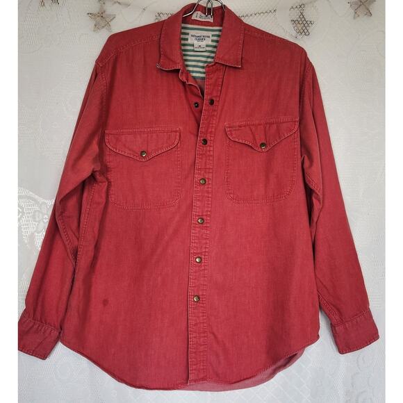 Vintage Hathaway House Classics Medium Cotton Western Chambray Button Up Shirt - Picture 1 of 10